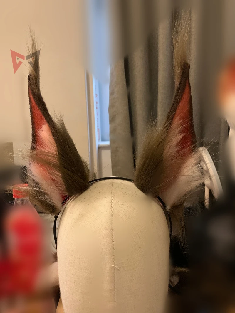 MMGG New Brown Wolf  Wolves Ears Hairhoop  Headwear Long Fur Lolita Cosplay Costume Accessories Hand Made Work