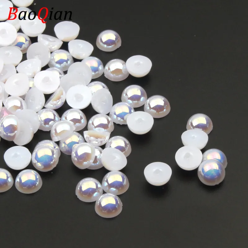 Acrylic White Beads DIY Half-face AB Imitation Pearl Semi-circle Beads Making Refrigerator Stickers Home Scrapbooking Jewelry