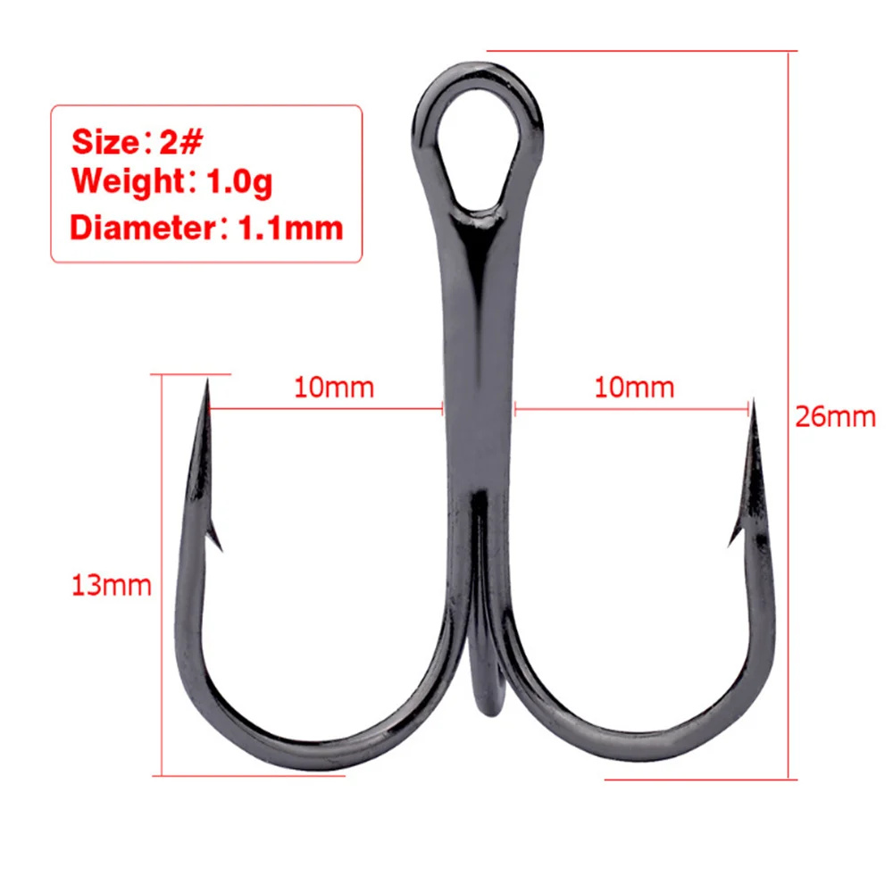 20pcs/lot Sharp Black Fishing Hooks High Carbon Steel Overturned Treble Hook Tackle Round Bent Saltwater Bass Carp Fishing