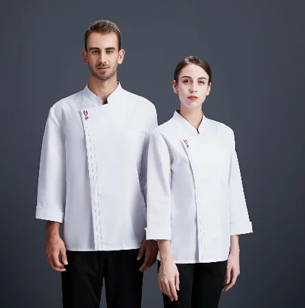 High Quality Black Long Sleeve Chef Uniform Unisex Solid Color Jacket Restaurant Cafe Bakery BBQ Hair Salon Bar Waiter Shirt