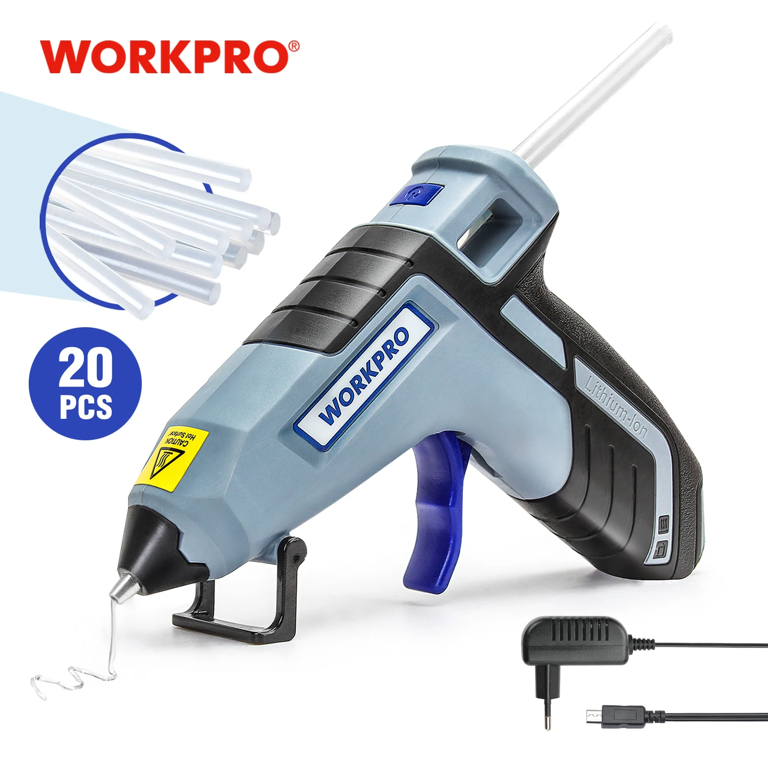 WORKPRO 30W Hot Melt Glue Gun with 20pcs Glue Sticks ​for DIY Arts Craft Projects, Home Quick Repairs