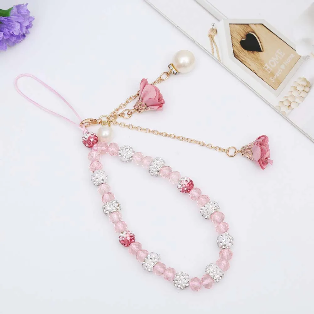 Accessories Beads Chain Short Cord Hanging Cord Flower Pendant Cell Phone Lanyard Mobile Phone Strap Wrist Straps Lanyard