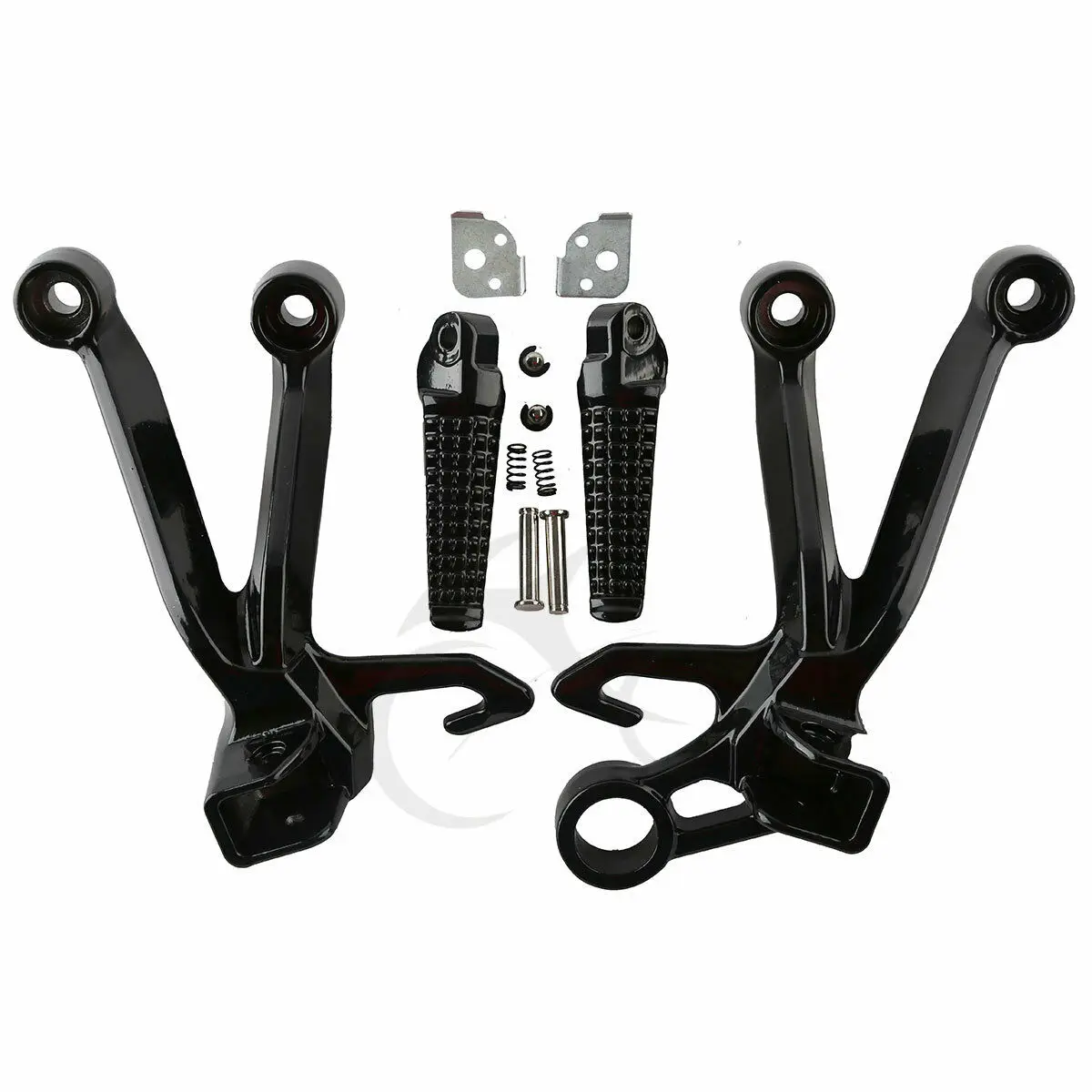 Motorcycle Rear Foot Pegs Foot Rest Footrest Bracket Set For Suzuki GSXR 1000 2003 2004 K3 matte black/black/silver