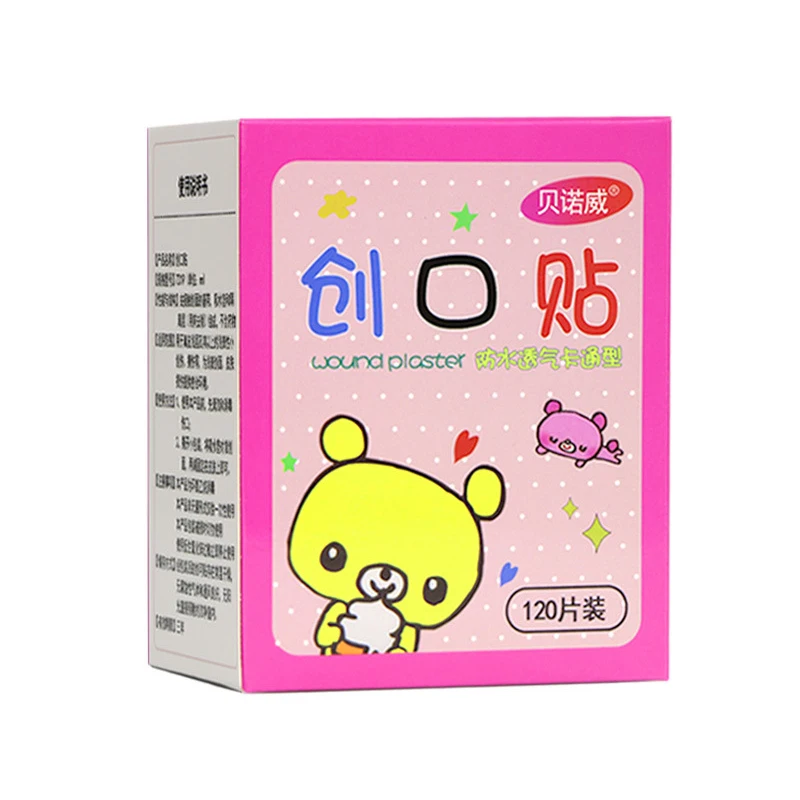 Patch médical de dessin animé mignon, Bandages adhésifs imperméables pour les blessures, antipoussière, respirant, premiers soins pour enfants, 120 pièces