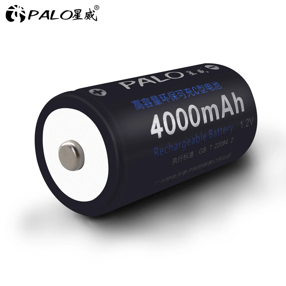 Palo 4pcs C size Rechargeable type C Battery 1.2V nimh 4000mah+LED Smart Battery Charger for 1.2V AA AAA C D Battery