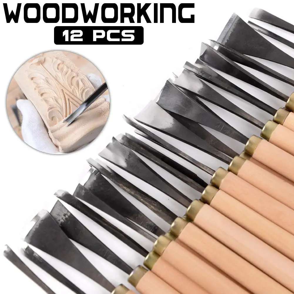 12pcs/Set Wood Carving Chisels Knife Tools Set Wood Carving Root Carving DIY Tools And Detailed Woodworking Gouges Hand Tools