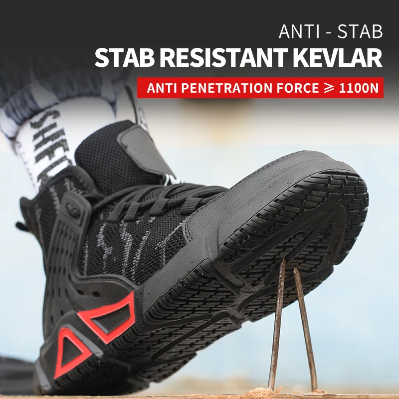 Men's Anti-puncture Workplace Safety Work Boots Outdoor Work Sneakers Anti Smashing Security Steel Toe Breathable Lightweight