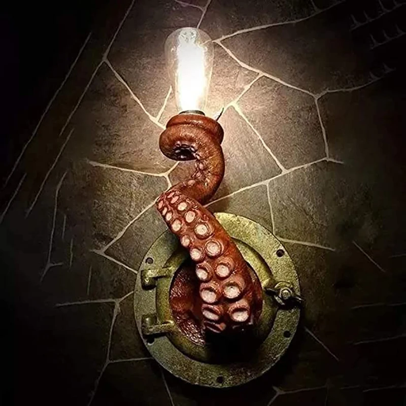 

Retro Octopus Electric Light Tentacle Monsters with Bulbs Hanging on Wall Octopus Tentacle lamp Holder статуэтки для декора