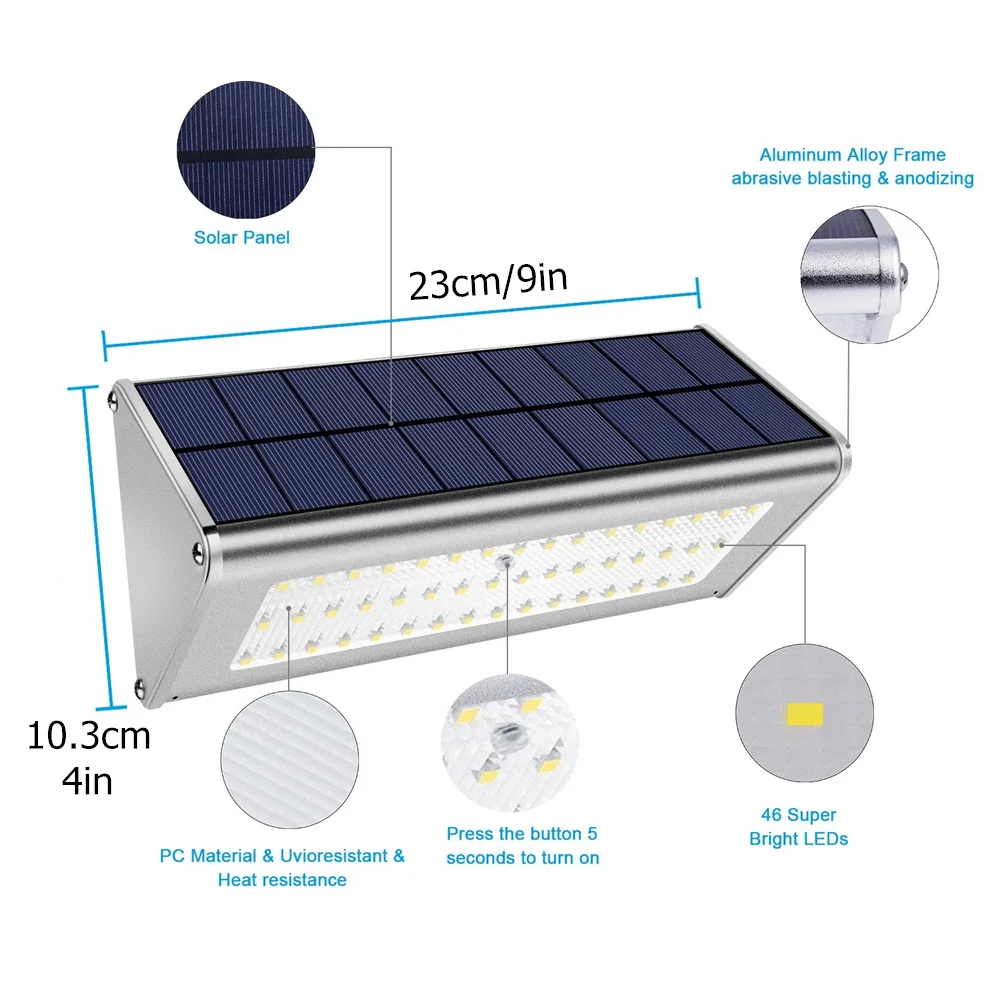 Solar Light Outdoor led Reflector Motion Sensor Solar Spotlight Garden Sunlight Wall 48 LED Powerful Waterproof Solar Lamp