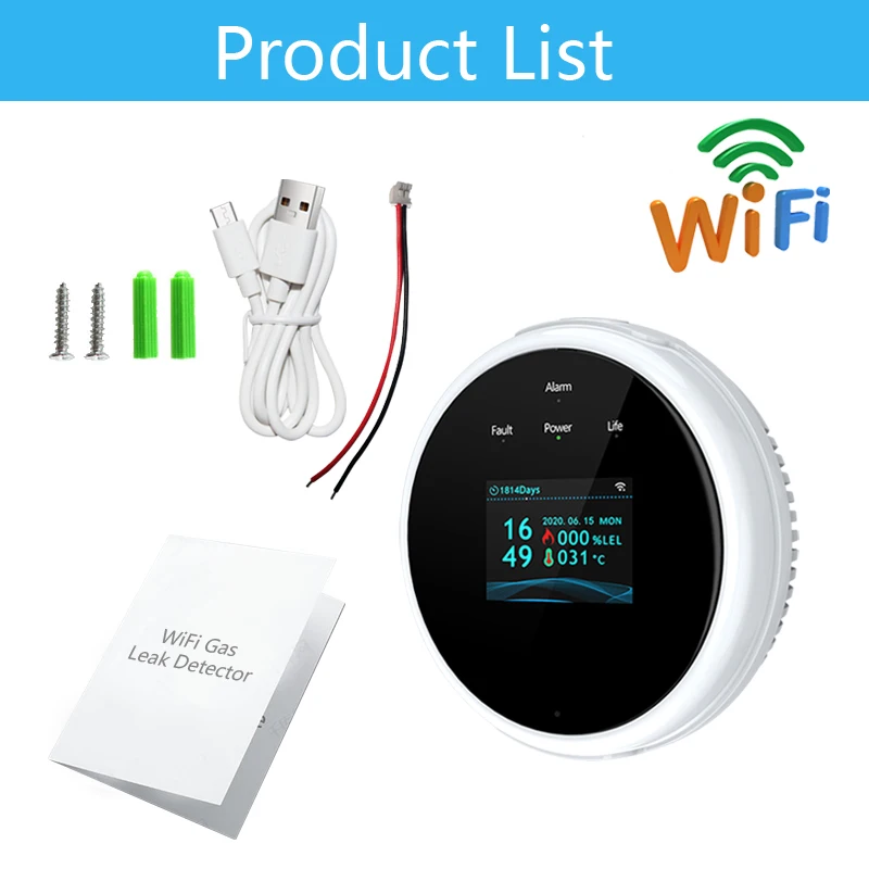 GARDLOOK WiFi LPG 가스 누출 천연 가연성 감지기 및 433MHz 가스 누출 센서 알람, 홈 보안 시스템에 옵션 사용