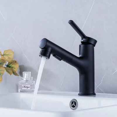 Three Wateroutlet Modes Bathroom Basin Faucet Hot and Cold Pull Out Bath Sink Faucet Mixer Brass Bathroom Wash Basin Faucet Tap