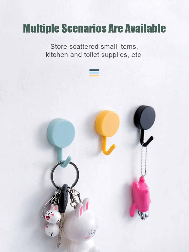 10Pcs Self Adhesive Wall Hook Strong Without Drilling Coat Bag Bathroom Door Kitchen Towel Hanger Hooks Home Storage Accessories