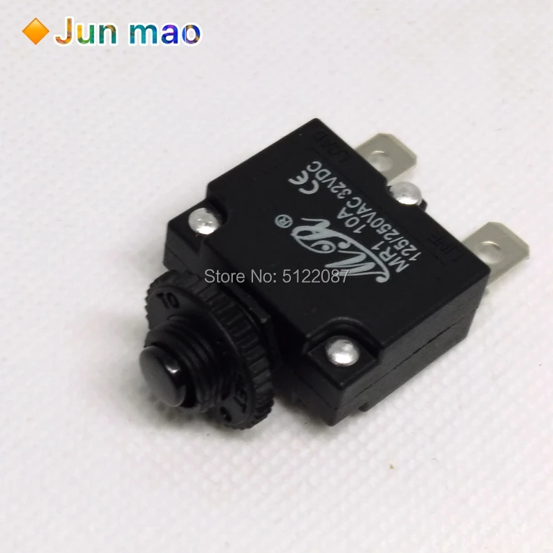 1PCS Reset Fuse Circuit Breaker MR1 2A 3A 4A 5A 6A  7A 8A 10A 15A 20A Thermal Switch Overload Protector Push Button Black WP-01