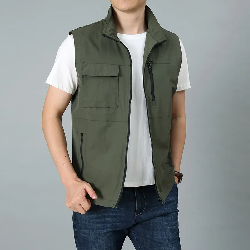 Quick-dry Sleeveless Jacket Men's Vest Outdoor Hiking Fishing Multi-pockets Light-weight Functional Tactical Waistcoat Sizem-6xl