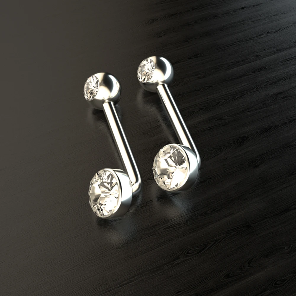 G23 Titanium Crystal Gem Vertical Hood Piercing Lip Ring