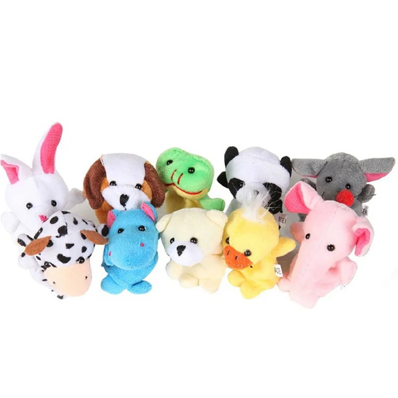 5/10 stücke Tier Finger Puppet Mini Plüsch Spielzeug Cartoon Biologische Baby Pretend Erzählen Geschichte Gefüllte Puppe Plushies Kinder geschenk Zufalls