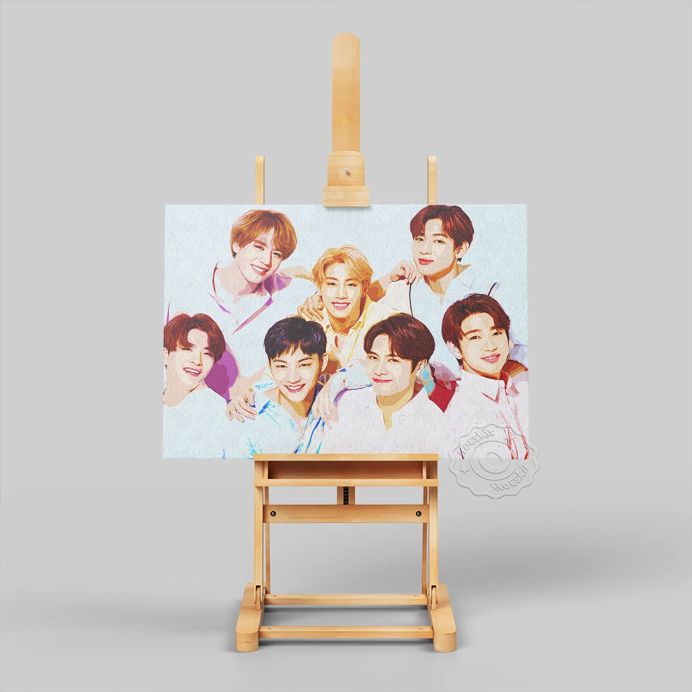 Got7 Prints Art, Cool Boys Portrait Watercolor Picture, Korea Seven Men Team Poster, Minimalism Wall Art, Got7 Music Fans Gift