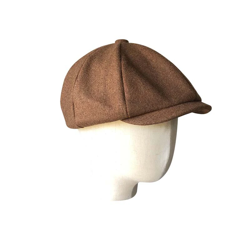 Black Brown Camel Wool Hat Man Newsboy Caps Solid Color Tweed Autumn Octagonal Hat Male Female Gatsby Retro Flat Caps BLM65