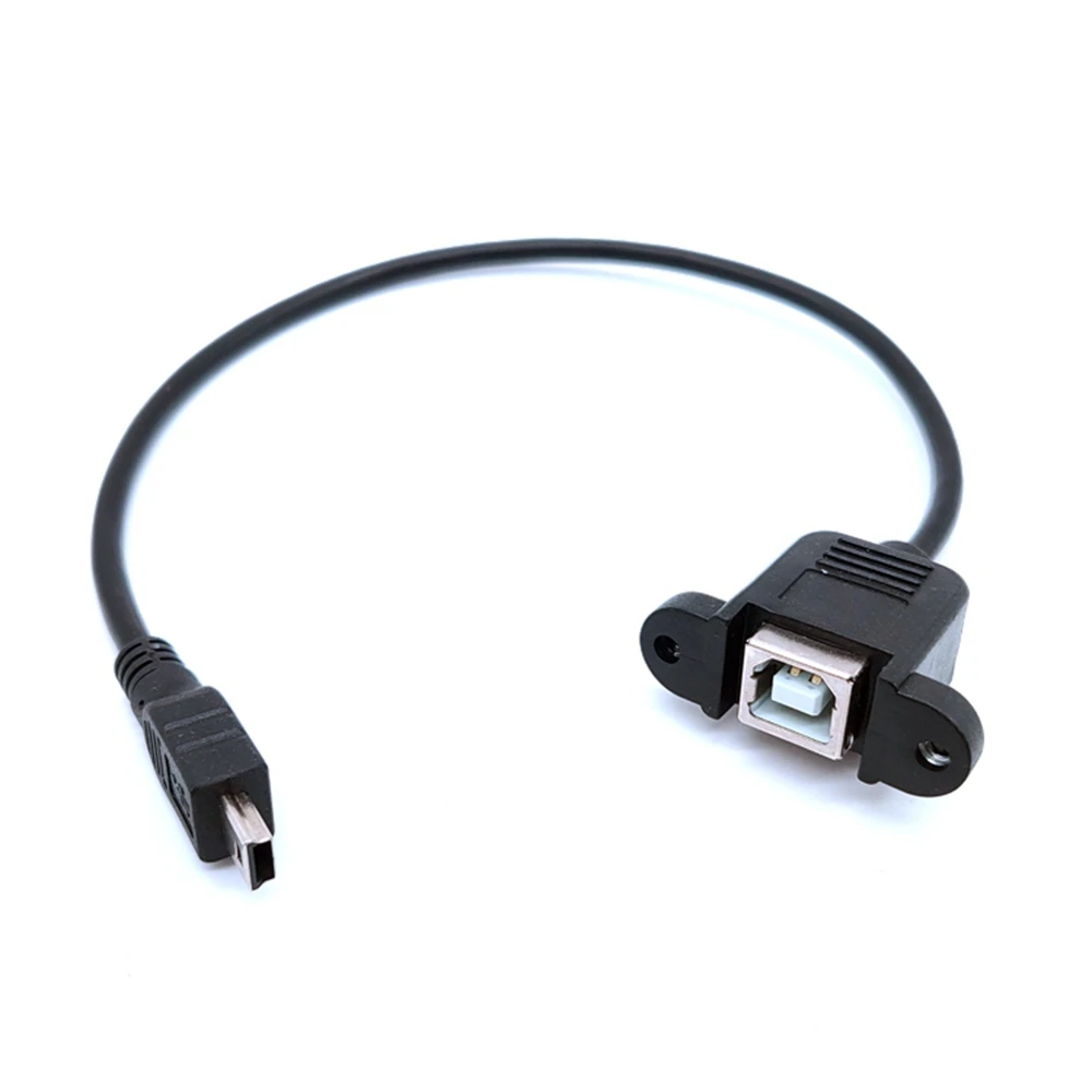 Mini USB2.0 to usb-b female printing line with screw hole Mini USB to square port female fixation 0.3M 0.5M