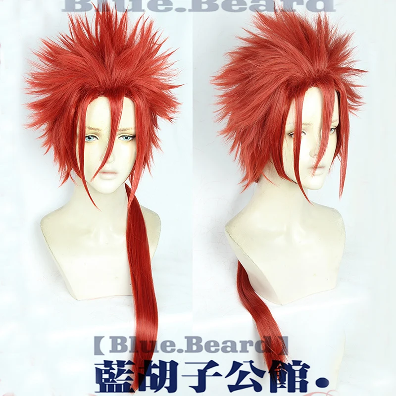 FF7 Final Fantasy VII FFVII Reno 75cm Red Long High Temperature Fiber Hair Cosplay Wig + Wig Cap