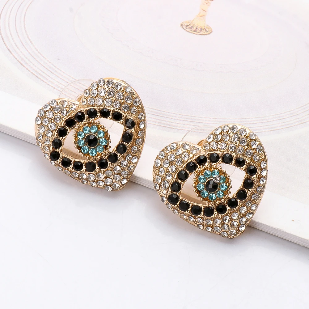 New Colorful Crystal Evil Eyes Drop Dangle Earrings Statement Rhinestone Luxury Ear Ring Jewelry Accessories For Women Gift