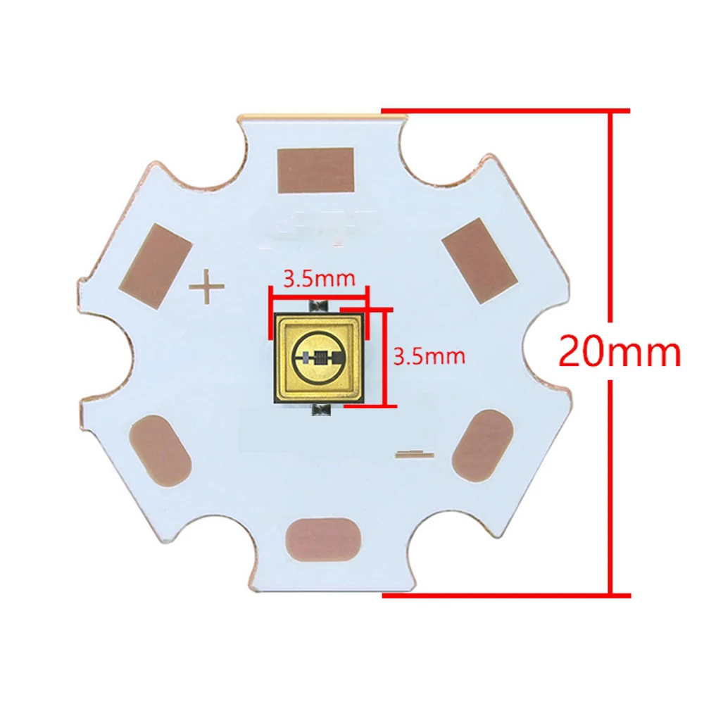 Stérilisation à la lumière UV profonde, LED 3535 0.1W 265nm 275nm 310nm violet 5-7V avec PCB en cuivre de 20mm