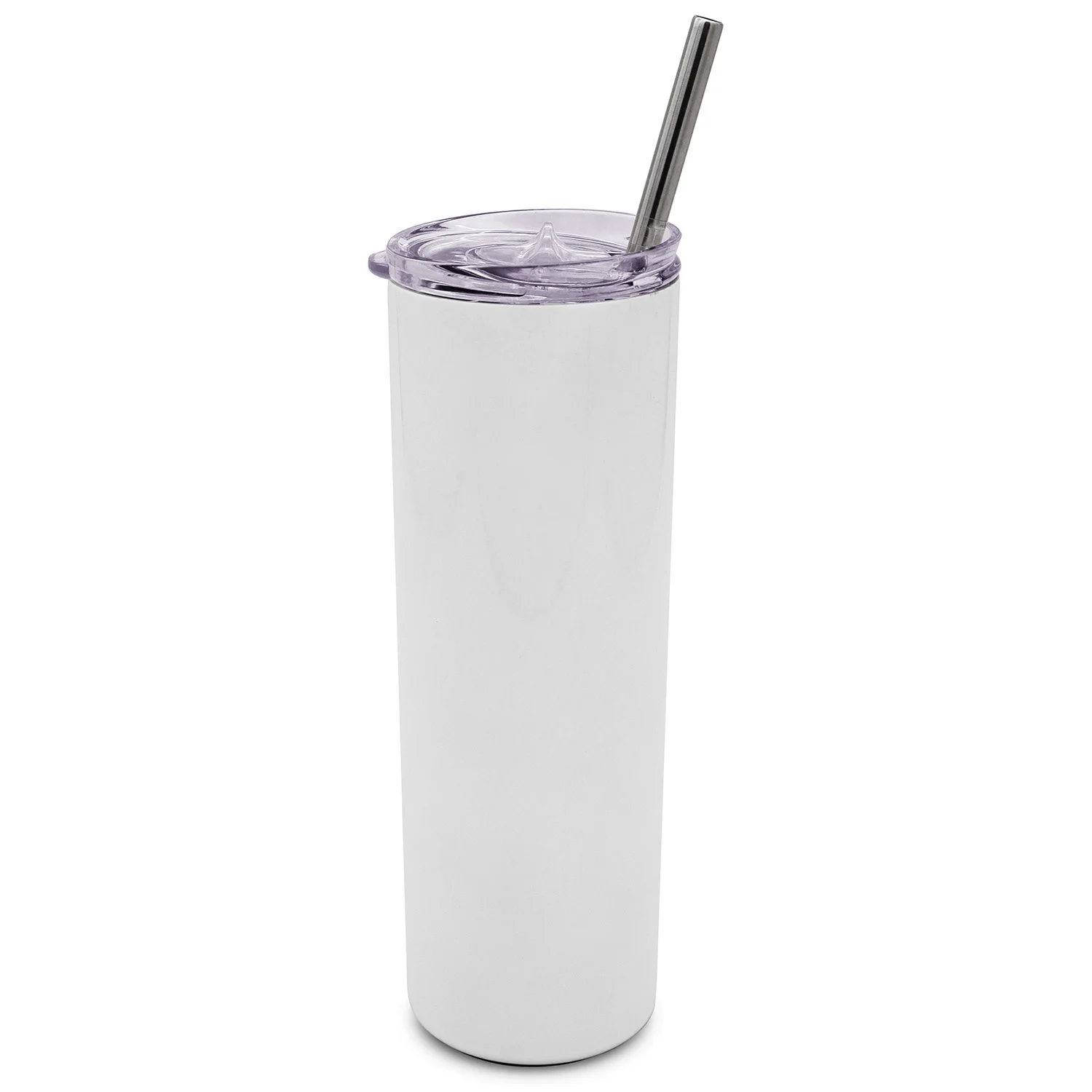 Wholesale 20oz Bulk Sublimation Blank White Skinny Tumbler Stainless Steel Tapered Water Bottle Cups With Lid and Straw