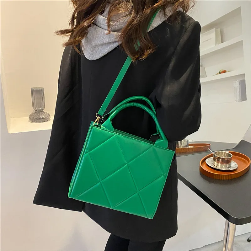 New Spring Women Shoulder Bag Trendy Plaid Pu Leather Crossbody Bags Fashion Ladies Handbags Brand Designer Top Handle Bag