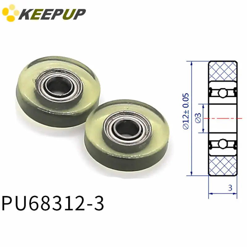 

Diameter 12mm, PU polyurethane bearing ,Rubber coated soft pulley/Roller ,width 3mm,6mm