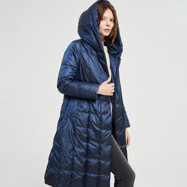 Chaqueta de plumón de ganso para mujer, parka cálida con capucha fina, abrigo de lujo, venta al por mayor, novedad de invierno 2020, F160, 90%