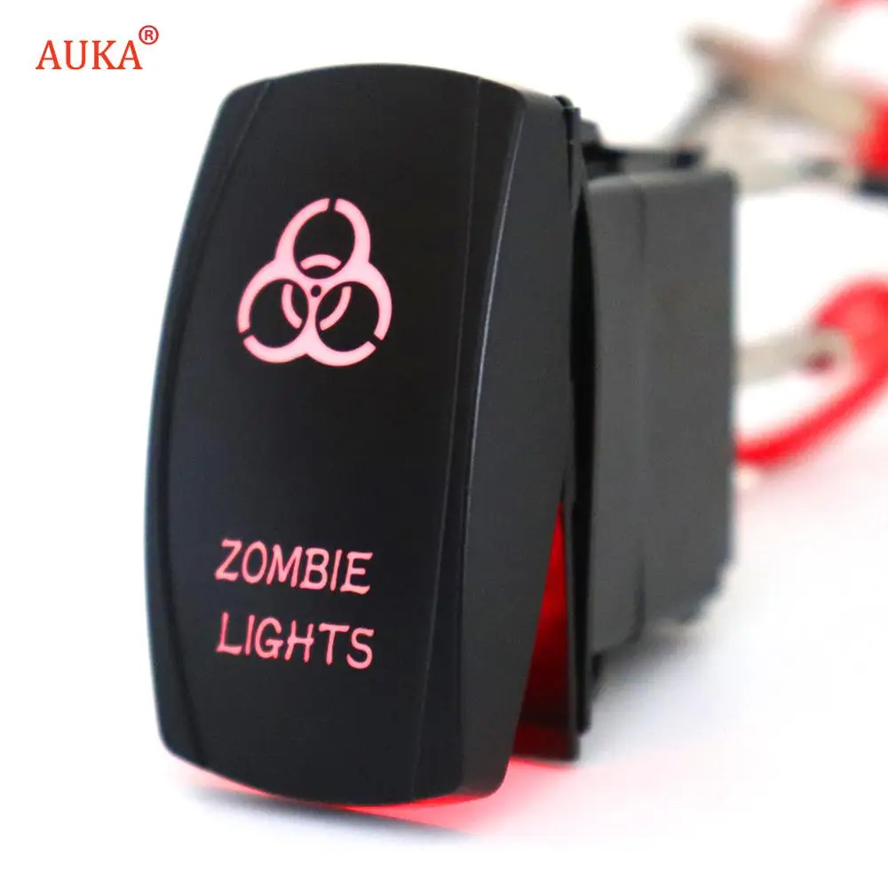 

Zombie Lights 5 Pin Rocker Switch Waterproof Laser SPST ON/OFF Backlit LED Light 20A 12V For Auto Automotive Truck Boat Marine