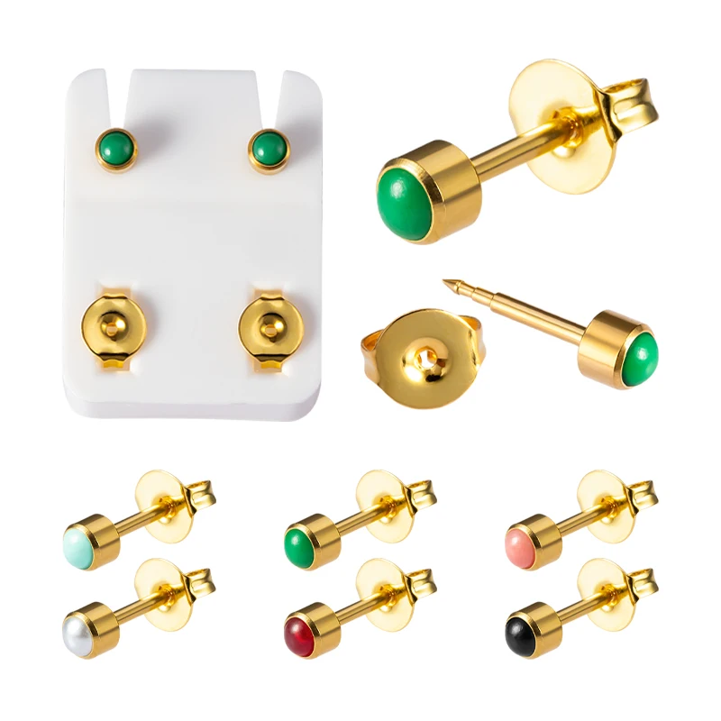 2PC 16G Sterilized Imitation Pearl Stud Earrings Surgical Steel Ear Piercing Tragus Cartilage Studs Gold Plated for Piercing Gun