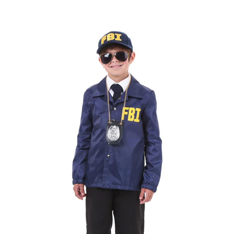 Halloween Stage Performance Kid Adult Role Play FBI police cosplay parent-child outfit