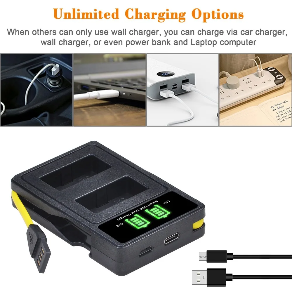 Bateria NB-10L de 1300mAh + carregador NB 10L com porta tipo c para câmera Canon PowerShot G1 X, G3 X, SX40 HS, SX50 HS, SX60 HS