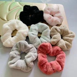 Women Soft Faux Fur Hair Scrunchies Plush Elastic Hair Bands Girls Ponytail Holders Hair Tie Fashion Headband Hair Accessories