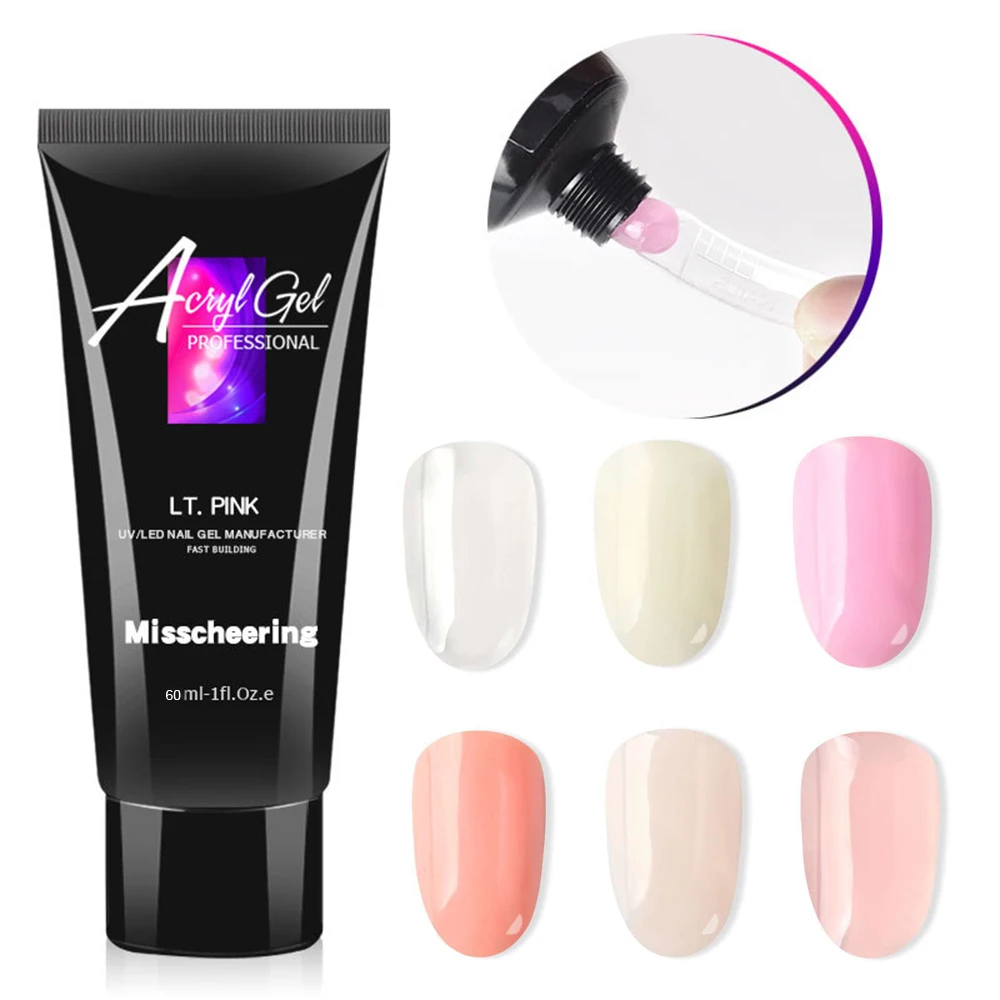 

60ml Nail Builder 6 Color Poly Nail Gel Nail Acrylic Gel Crystal UV LED Builder Tips Enhancement Slip Solution Quick Extension G