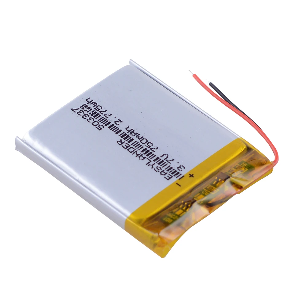 JST 2.0mm 2pin 3.7V 750mAh 503337 EU053337P  Polymer Lithium-ion Batteries