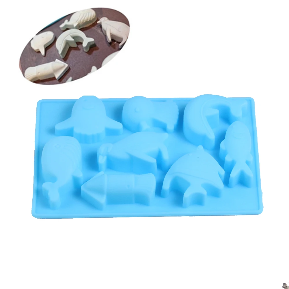 

3D Silicone DIY Dolphin Fish Penguin Chocolate Mold Cake Decorating Sea Animals Mould Ice Cube Soap Jelly Kitchen Baking Tool