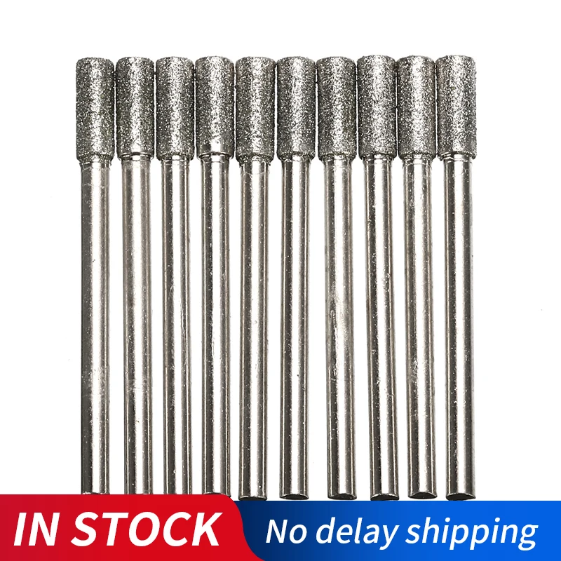 30PCS 4mm diamante rivestito cilindrico Burr catena sega affilatrice pietra File sega a catena affilatura intaglio strumenti di macinazione