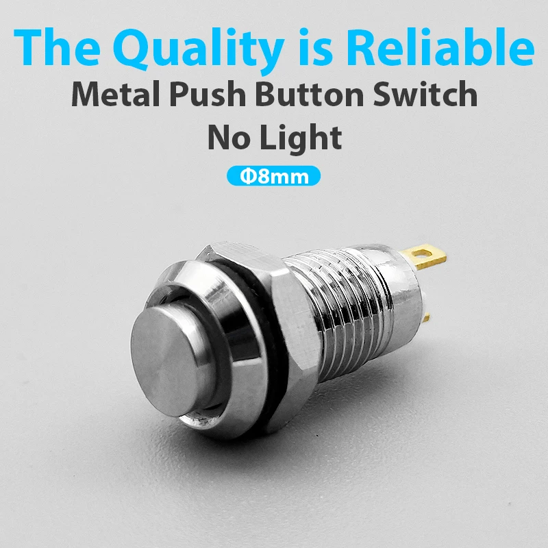 8mm Metal Push Button Switch 2 Pins Self-locking/Latching Self-reset/Momentary Waterproof Normally Mini button switch