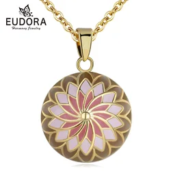 Pink Orange Harmony ball Necklace Pregnancy Bola Ball Pendant with Good Luck Flower for Pregnant Woman Shower Gift New Mom