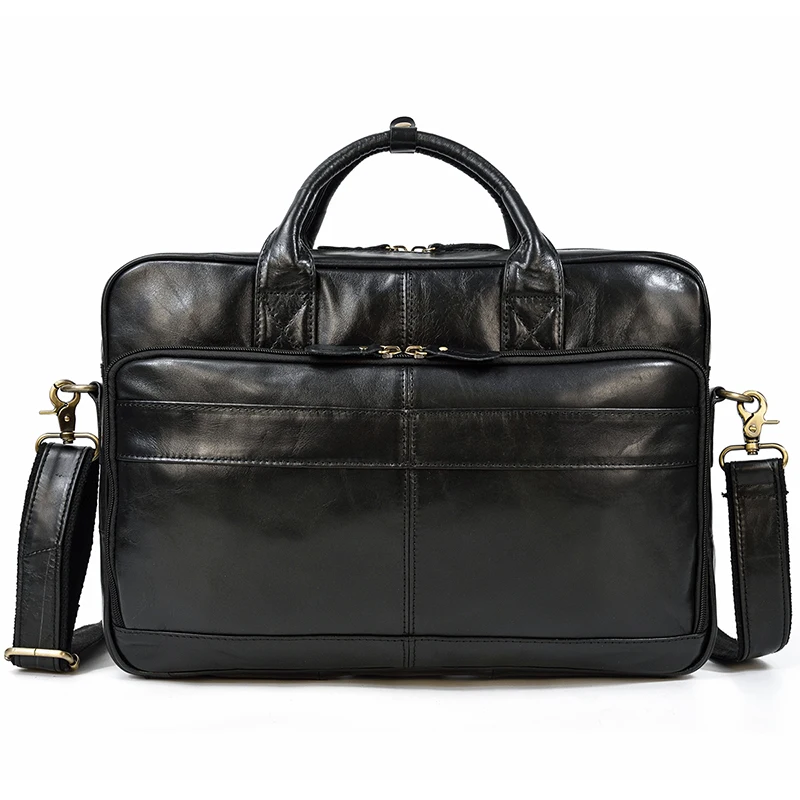 Men Briefcase Genuine Leather Laptop Bag 14 15.6" PC Doctor Lawyer Computer Bag Cowhide Male Briefcase Leather Men Business Bag