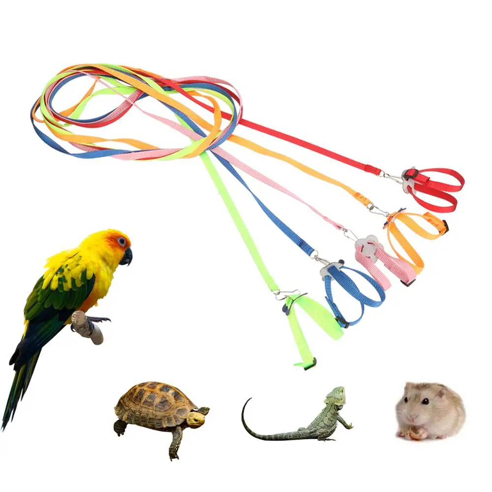 Adjustable Pet Harness Reptile Leash Turtle Gerbil Lizard Outdoor Training Soft Strap Anti-bite Multicolor Light Traction Rope