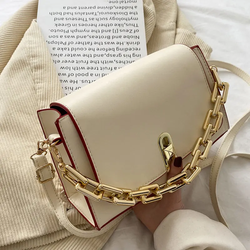 

2021 Spring New Handbags For Women Pu Leather Simple Style Shoulder Bag Chain Square Small Crossbody Bag And Female Purse