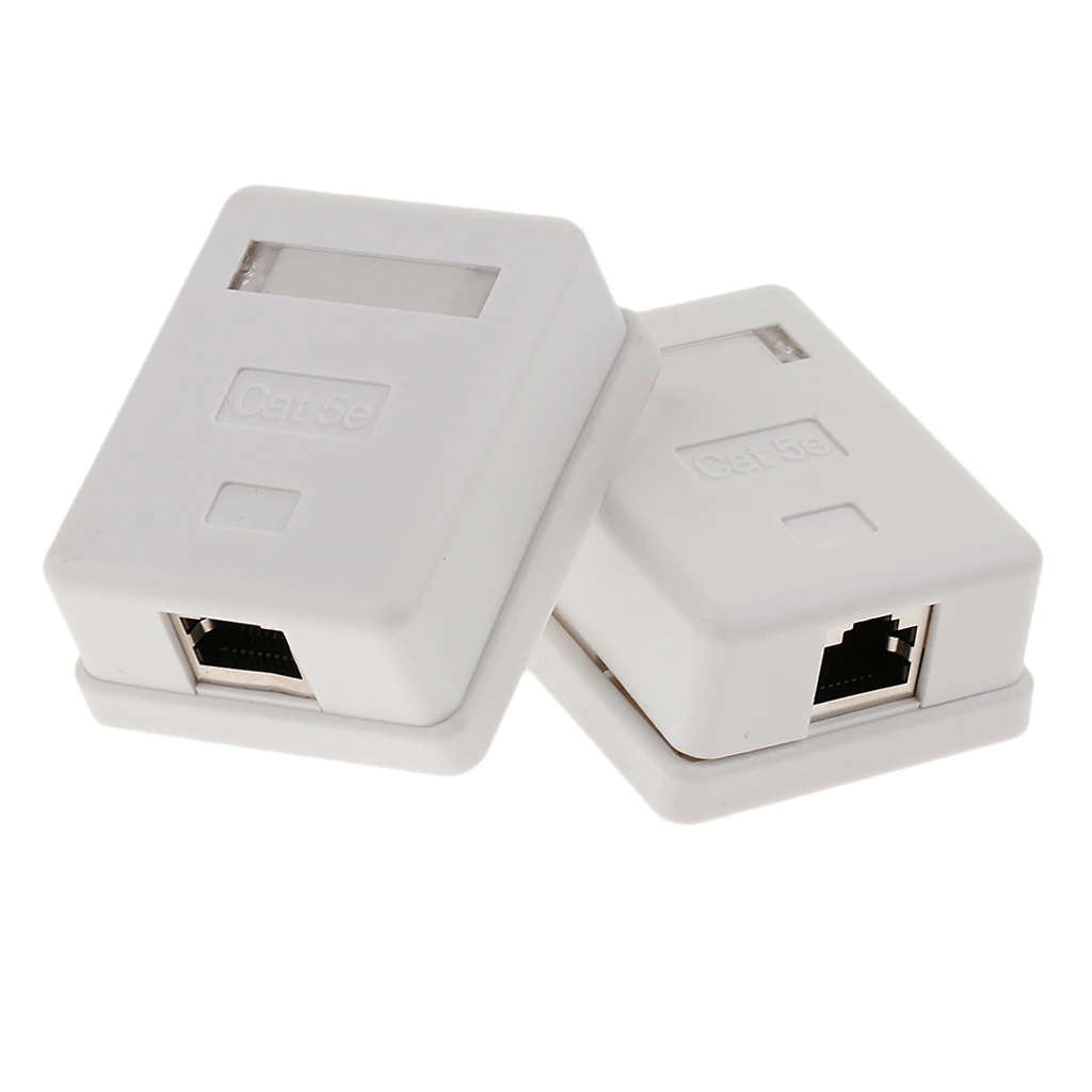 2 Sk.Single Port Cat5e Surface-Mount Box 1x Ethernet Port Cat5e Network / Internet Cable Wall Mount Junction Box