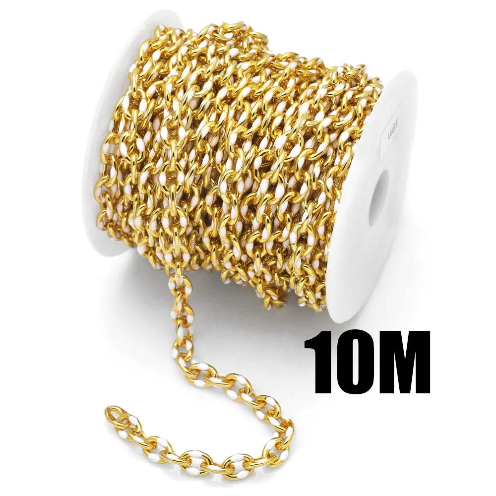 OCESRIO 10M Handmade Punk Hiphop Cable Chain for Necklace Making Gold Plated Copper DIY Components for Jewelry Making cana041