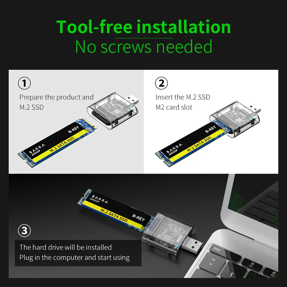 M2 SSD Case SATA Chassis USB 3.0 Adapter 5Gbps Gen 1 External Hard Disk Box for NGFF(B Key) SSD 2260 2280mm Solid-state Drive