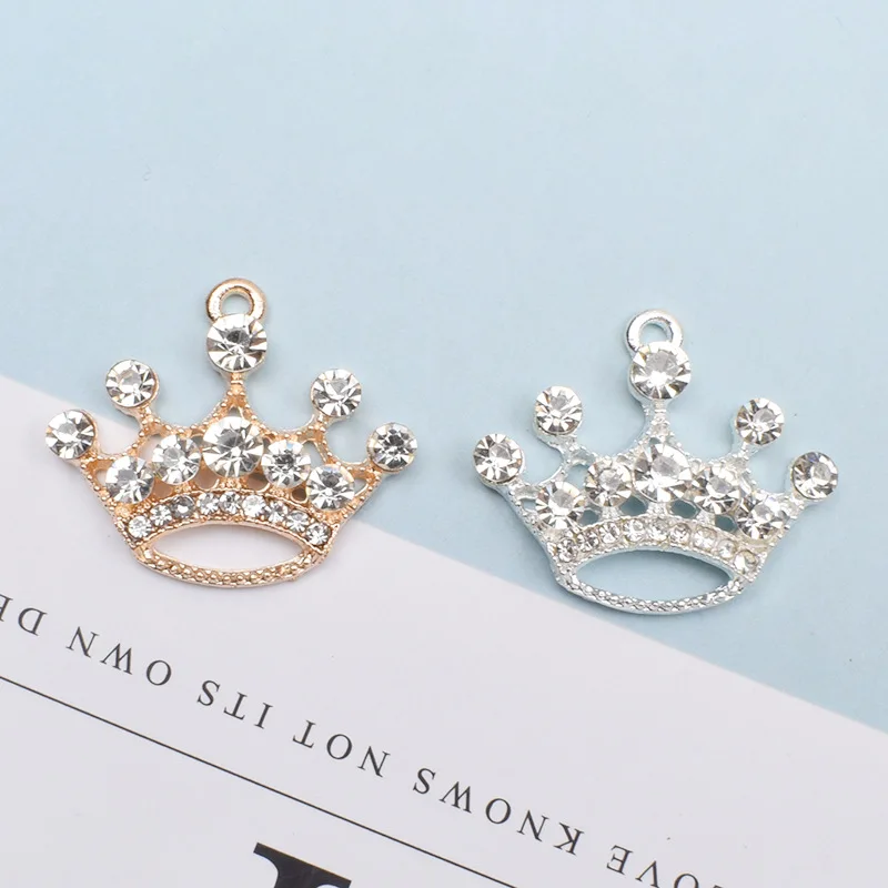 10 Pieces/Lot 22*25mm Gold/Silver Color Fashion Crown Charms For DIY Jewelry Making Bracelets Pendant Accessories Handcraft