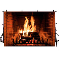 Christmas Fireplace Blazing Burning Fire Scene Photography Background Customized Photographic Backdrop For Photo Studio