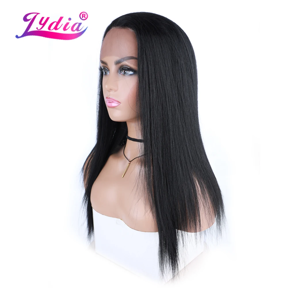 Lydia Synthetic Front Lace Wig Long 18Inch Hair Extensions Silky Straight High 150% Density Daily/Party/Cosplay Full Wigs Brown